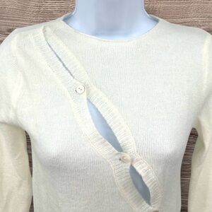 Rumours Women’s Small Off-White Asymmetrical Button Front Lightweight Sweater
